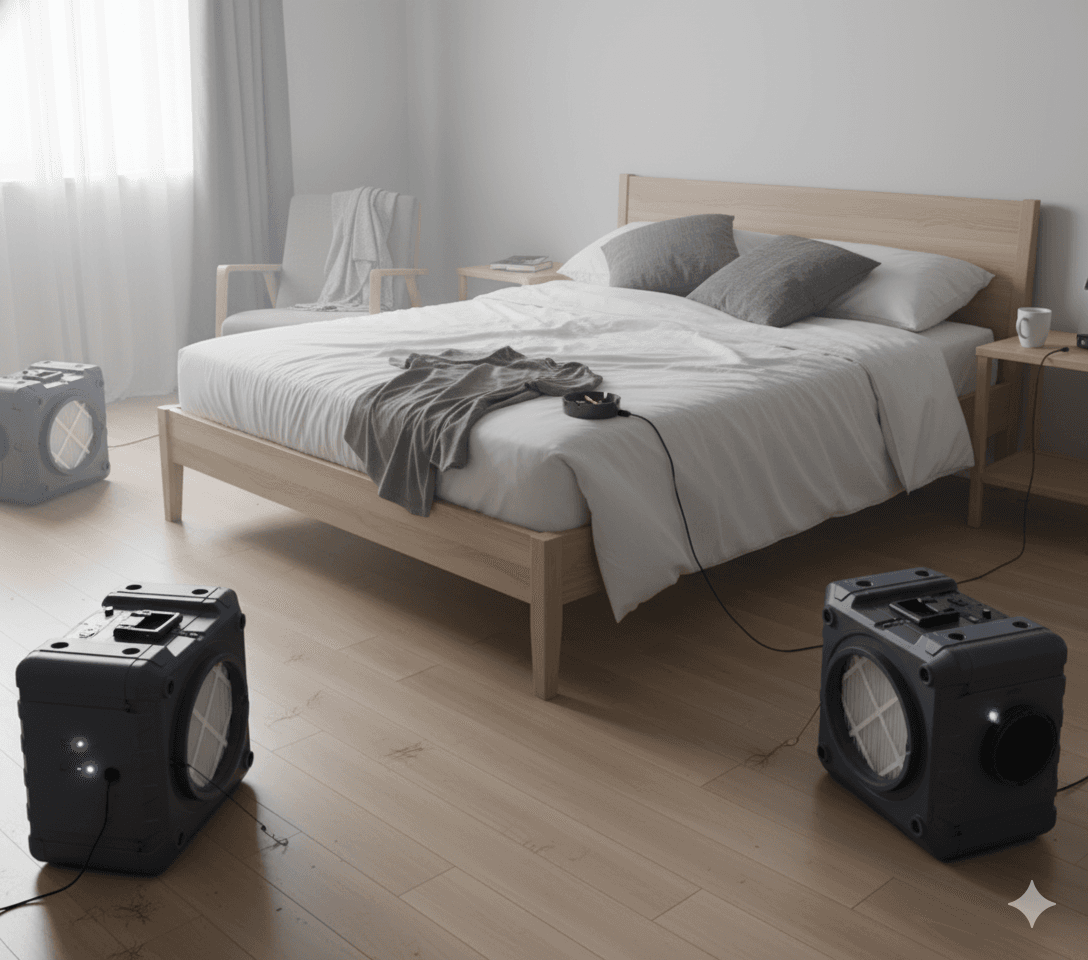 Professional cleaning equipment used for smoke remediation.